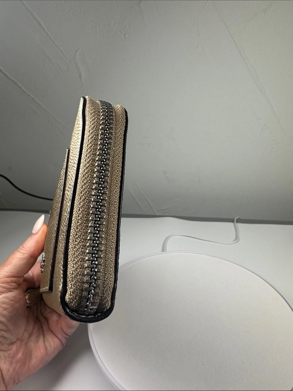 Coach Metallic Gold Leather Zip Long Wallet